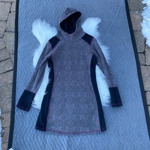 Prana Roma Tunic Dress Blue Hooded Sweatshirt